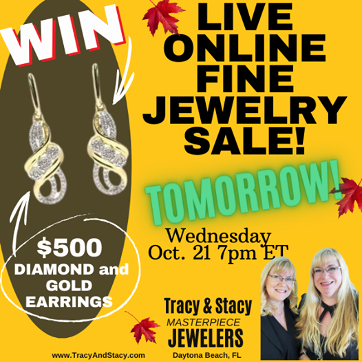 Online jewelry sale tomorrow at https://www.facebook.com/masterpiecejewelers